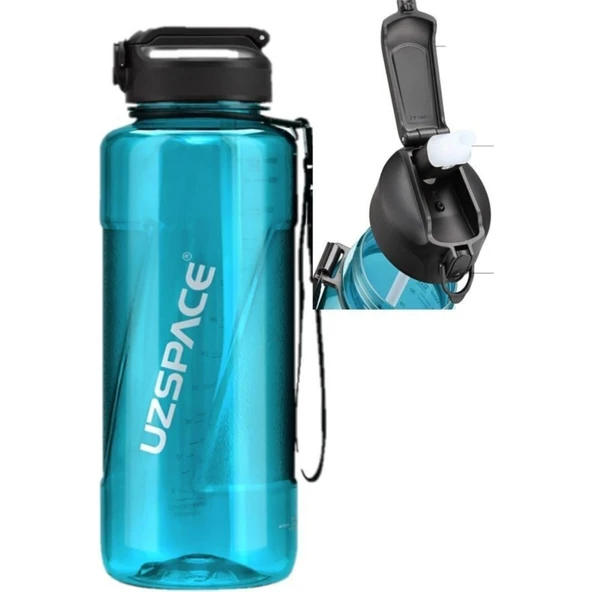 Uzspace 1,5 Litre (1500 Ml) Turkuaz Büyük Boy Spor ve Günlük Matara / Suluk - Silion Pipet Ağızlık ürün görseli 1