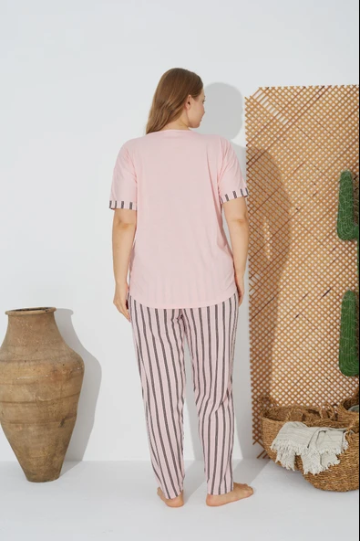 Estiva 24071 Büyük Beden Kadın Kısa Kol Pijama Takımı 7