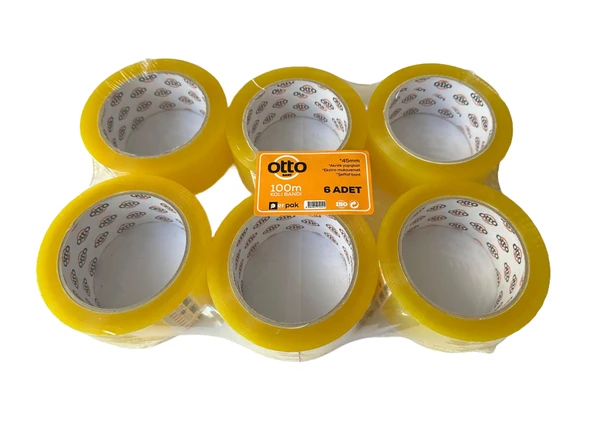 Otto Bant Şeffaf Koli Bandı Bantı / 45 mm x 100 Metre / 6'lı Paket ürün görseli 1