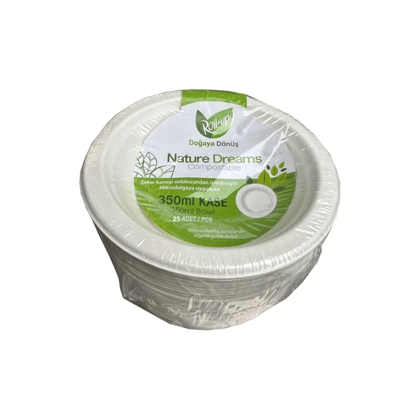 Roll-Up Nature Ekolojik Karton Kağıt Tek Kullanımlık Çorba Kasesi - 400 cc - 25 Adetlik 1 Paket ürün görseli 1