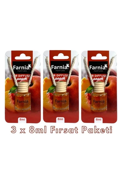 Farnia Yüksek Esanslı Askılı Araç Kokusu EDP Parfüm Şeftali 8 Ml 3 Adet Avantaj Paketi ürün görseli 1