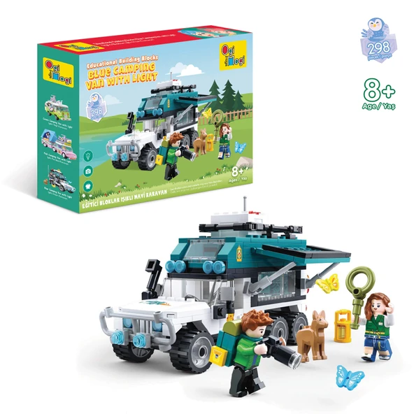 Ogi Mogi Toys Eğitici Bloklar Işıklı Mavi Karavan 298 Parça Yapı Seti ürün görseli 1