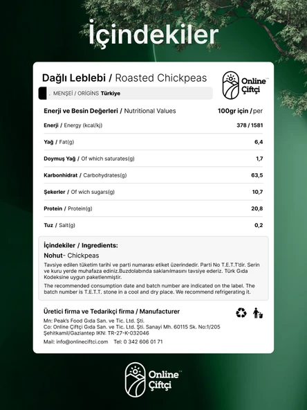 Online Çiftçi Dağlı Sarı Leblebi 100Gr - Resim 4