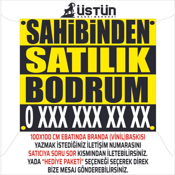 SAHİBİNDEN SATILIK BODRUM 100X100 BRANDA AFİŞ ürün görseli 1