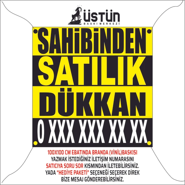 SAHİBİNDEN SATILIK DÜKKAN BRANDA AFİŞ 100X100 CM ürün görseli 1