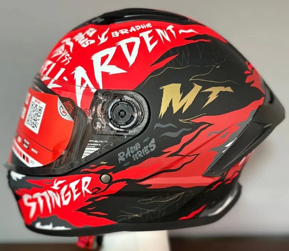 MT STINGER 2  FF - 126 ARDENT B5 MATT KAPALI KASK SİYAH - KIRMIZI ürün görseli 1