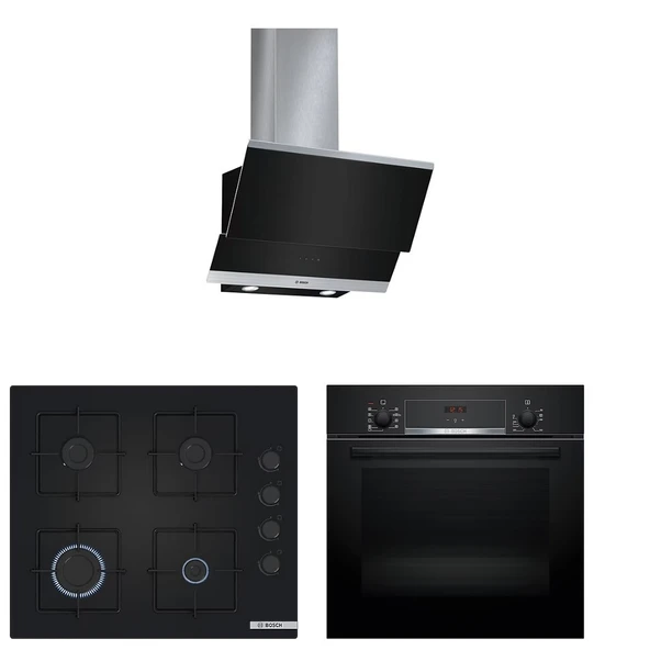 Bosch 3lü (DWK065G60T-POP6C6P30O -HIF534EB3T) siyah Ankastre Set ürün görseli 1
