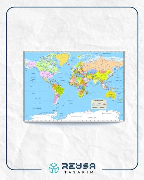 Dünya Haritası Posteri 70x100 cm ürün görseli 1