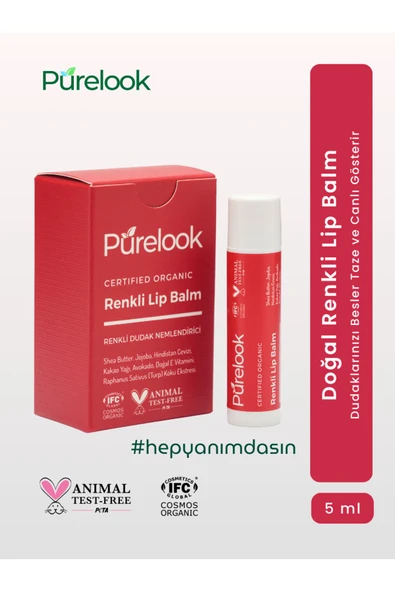 Purelook Renkli Lip Balm 5 ML Organik ürün görseli 1
