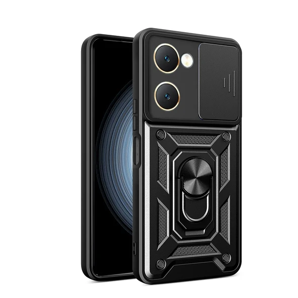 Gpack Vivo Y18 uyumlu Kılıf Pars Sürgülü Kamera Korumalı Yüzüklü Sert Silikon ürün görseli 1