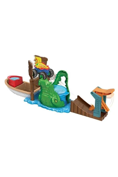 HOT WHEELS Monster Trucks Renk Değiştiren Araçlar Timsahtan Kaçış Seti HGV14 ürün görseli 1