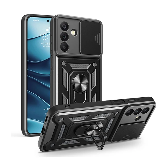 Gpack Samsung Galaxy A17 uyumlu Kılıf Pars Sürgülü Kamera Korumalı Yüzüklü Sert Silikon ürün görseli 1