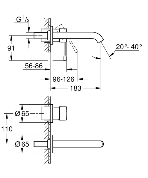 Grohe Essence New Duvardan Ankastre Lavabo Bataryası (Sıva Üstü Grubu), Sert Grafit, 29192A01 ürün görseli 1
