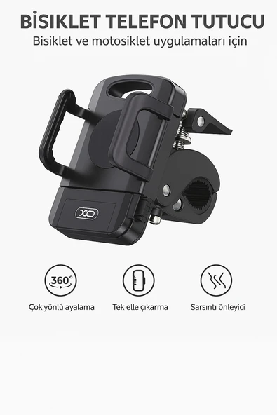 C109 360 Ayarlanabilir Bisiklet  Motosiklet Telefon Tutucu  Tek Elle Kullanım Gidon Bağlantılı ürün görseli 1