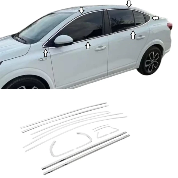 Renault Taliant Krom Cam Çıtası Tam Tur 16 Parça 2020+ Sonrası ürün görseli 1