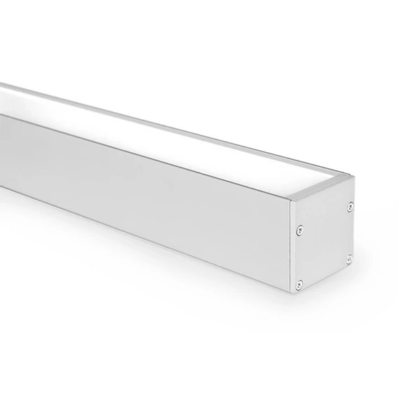 LED Alüminyum Profil Kasa 1 Metre 7695 Sarkıt & Sıva Üstü Montaj 55mm Opak Pleksi Paslanmaz Yan Kapak ürün görseli 1