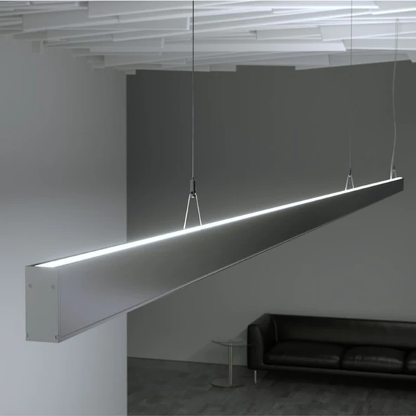 LED Kanal Alüminyum Profil Çift Yönlü Sarkıt Kasa 28x33mm 1 Metre 2144 ÇF Pleksi Cam Yan Kapak ürün görseli 1