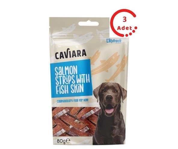 Caviara Balık Derisi ve Somon Dilimleri Köpek Ödülü 80 Gr x 3 Adet ürün görseli 1