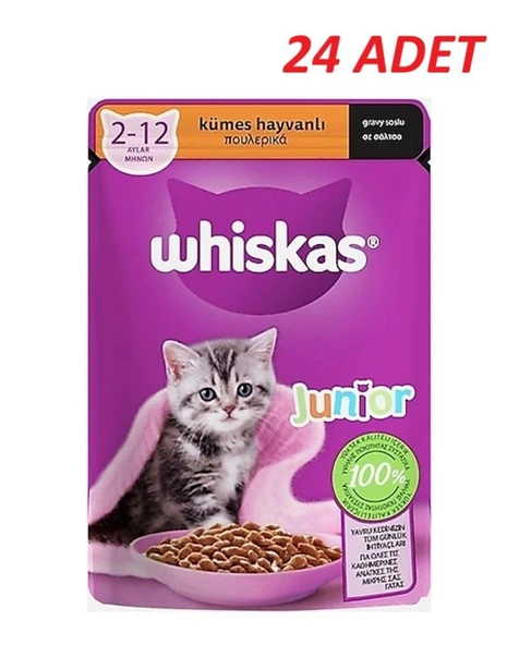 Whiskas Pouch Sos İçinde Kümes Hayvanlı Yavru Kedi Konservesi 85 Gr*24 Adet ürün görseli 1