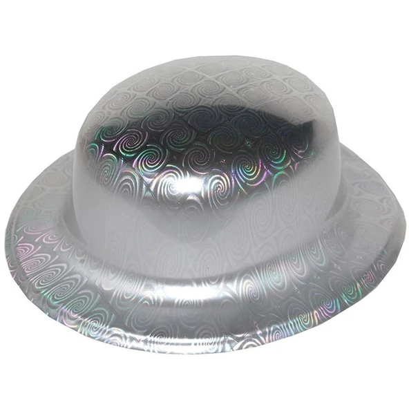 Gümüş Renk Hologramlı Plastik Yuvarlak Melon 27x24 Cm ürün görseli 1