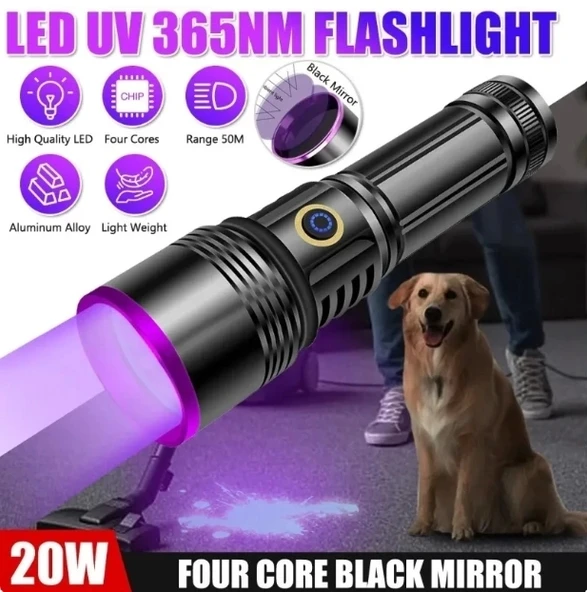 F-365 Uv 20w Şarjlı 26650 Pilli Profesyonel El Feneri ürün görseli 1