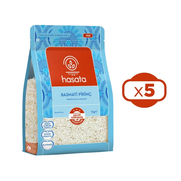 Hasata Basmati Pirinç 1 kg x 5 Adet - Resim 2