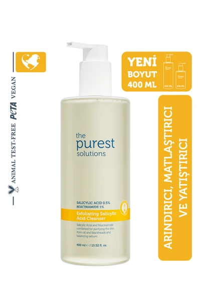 The Purest Solutions Siyah Nokta Karşıtı Yağlı Ciltler İçin Salisilik Asit Arındırıcı Temizleme Jeli 400 ml ürün görseli 1