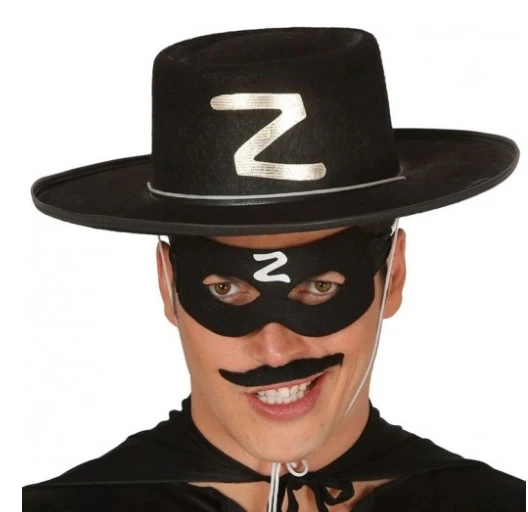 Z Logolu Yetişkin Zorro Şapkası Ve Zorro Maskesi ürün görseli 1