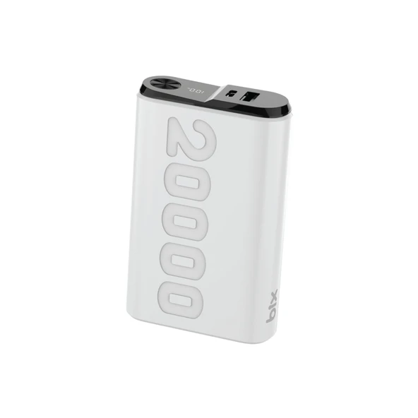 Bix TPB24 20000mAh PD 20W USB-C ve USB-A QC 3.0 Çift Portlu 22.5W Süper Hızlı Şarj Destekli ve Dijital Ekranlı Mini Powerbank Beyaz ürün görseli 1
