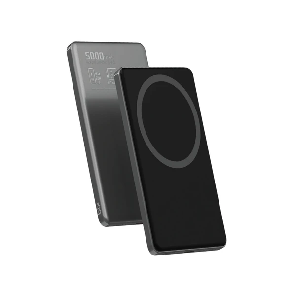 Bix TPB14 5000mAh 15W Kablosuz Hızlı Şarj Destekli 20W USB-C PD 3.0 Manyetik Ultra Slim Metal Gövdeli Powerbank Koyu Gri ürün görseli 1