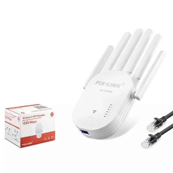 Pix-Link Wr60T Wifi Repeater 1200Mbps Beyaz ürün görseli 1