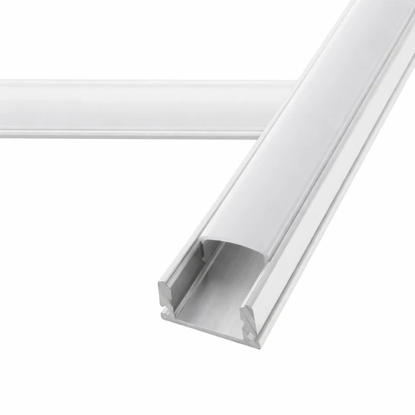 LED Kanal Profil sıva üstü 6931 Alüminyum Kasa İnce Tip 1 Metre 15x6mm Opak Pleksi Yan Kapak ürün görseli 1