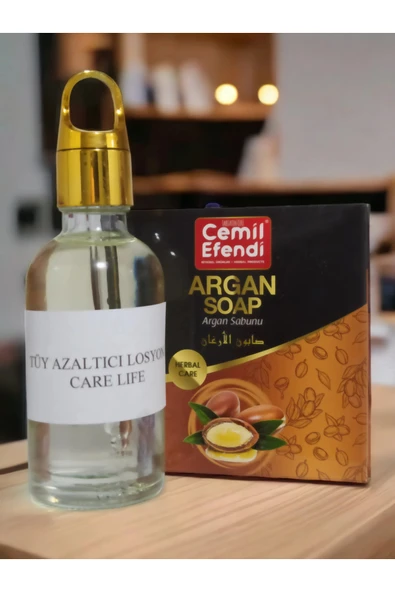 Tüy azaltıcı serum 100 ml ve Argan sabunu ürün görseli 1