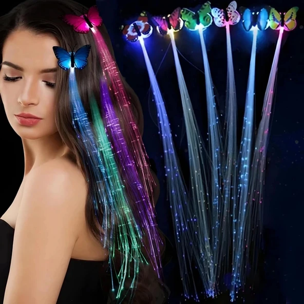 Led Fiber Optik Işıklı Kelebek Saç Klipsi 1 Adet ürün görseli 1