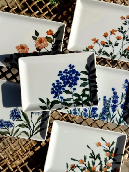 Porland Flower Garden 6 Kişilik Kare Pasta Tabağı 18x13CM 04PPO000225 ürün görseli 1