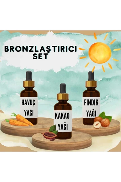 Bronzlaştırıcı Bitkisel Set Havuç Yağı 20 ml + Kakao Yağı 20 ml + Fındık Yağı 20 ml ürün görseli 1