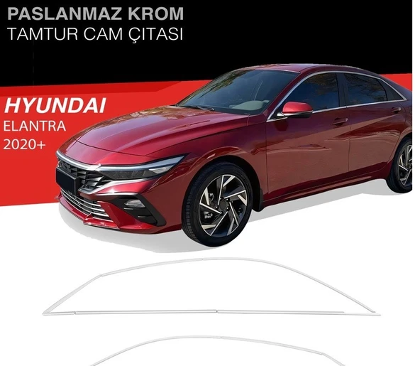 Elantra Krom Cam Çıtası Tam Tur 12 Parça 2020+ ürün görseli 1
