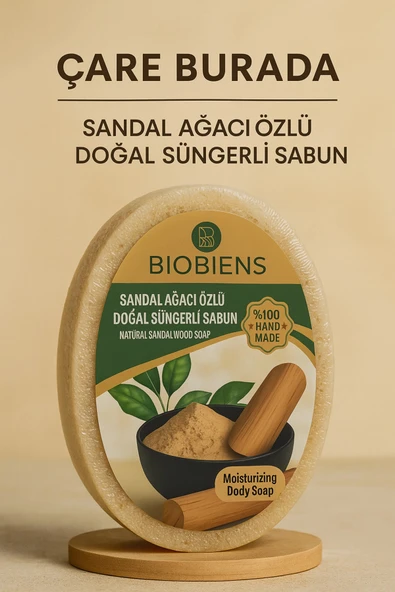 Biobiens - Sandal Ağacı Özlü Doğal Süngerli Sabun 135 gr ürün görseli 1