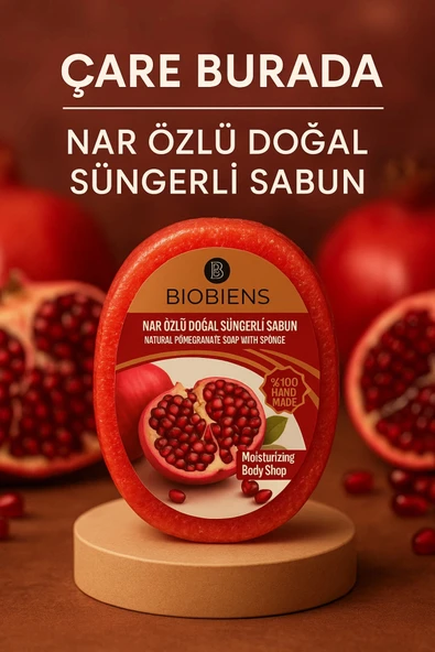 Biobiens - Nar Özlü Doğal Süngerli Sabun 135 gr ürün görseli 1