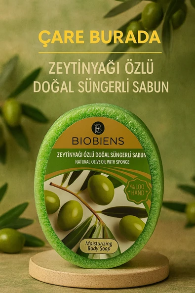 Biobiens - Zeytinyağı Özlü Doğal Süngerli Sabun 135 gr ürün görseli 1