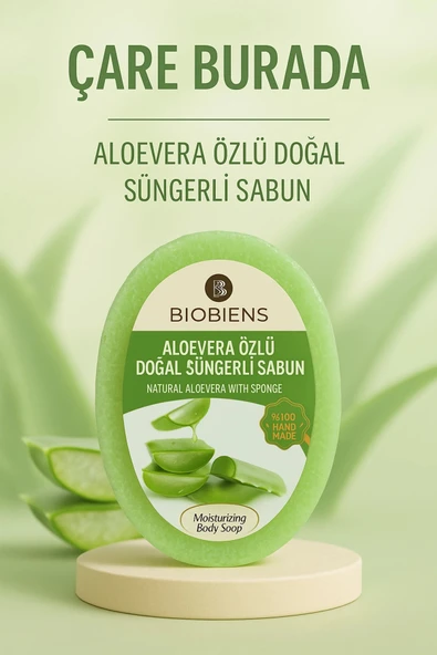 Biobiens - Aloevera Özlü Doğal Süngerli Sabun 135 gr ürün görseli 1
