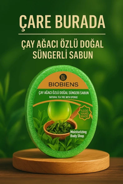 Biobiens - Çay Ağacı Özlü Doğal Süngerli Sabun 135 gr ürün görseli 1