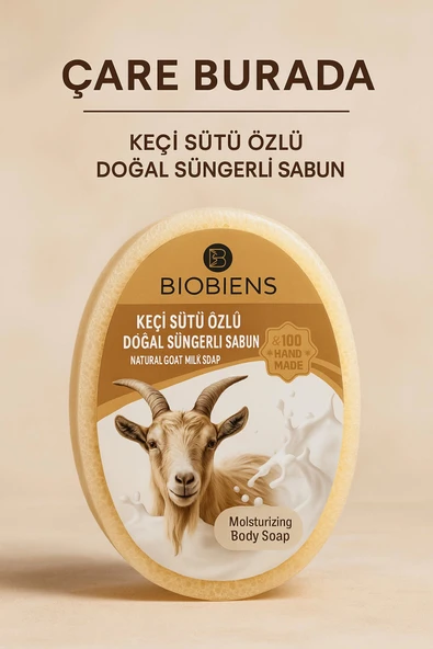 Biobiens - Keçi Sütü Özlü Doğal Süngerli Sabun 135 gr ürün görseli 1