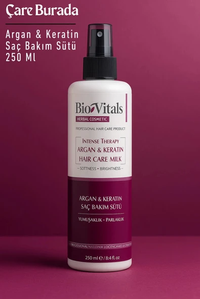 BioVitals - Argan & Keratin Saç Bakım Sütü 250 Ml (Yumuşaklık & Parlaklık) ürün görseli 1