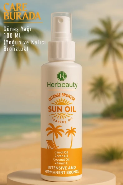 Herbeauty - Bronzlaştırıcı Güneş Yağı 100 Ml (Kakao Yağı, Havuç Yağı, E Vitamini) ürün görseli 1