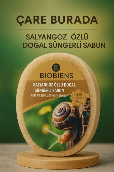 Biobiens - Salyangoz Özlü Doğal Süngerli Sabun 135 gr ürün görseli 1