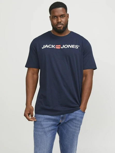 Jack Jones Carp Logo Büyük Beden Erkek Tişört 12184987 ürün görseli 1