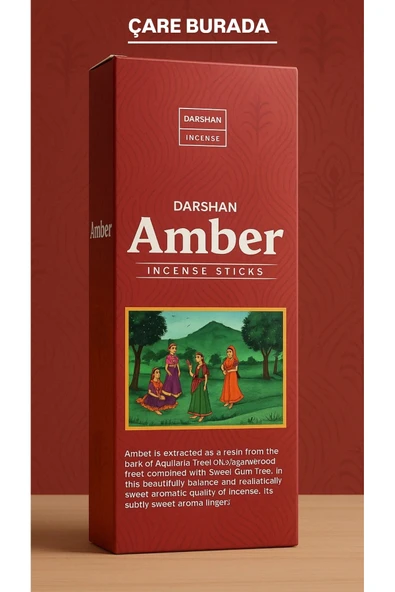 Darshan Incense - Amber 20'li Çubuk Tütsü (Şifa & Huzur) ürün görseli 1