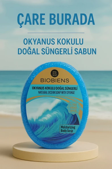 Biobiens - Okyanus Kokulu Doğal Süngerli Sabun 135 gr ürün görseli 1