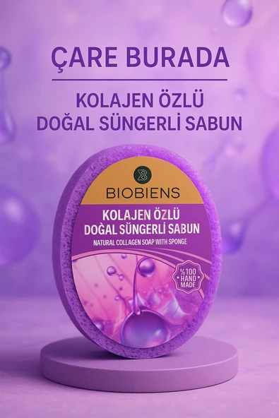 Biobiens - Kolajen Özlü Doğal Süngerli Sabun 135 gr ürün görseli 1